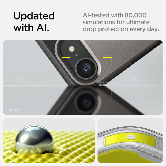 ACS09136 - iPhone 17e Case Tough Armor AI (MagFit) in Gunmetal showing the updated with AI. AI-tested with 80,000 simulations for ultimate drop protection everyday