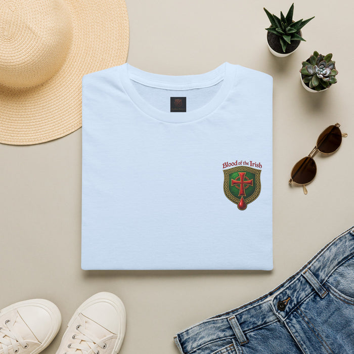 Irish Crest Pocket T-Shirt — 'Blood of the Irish' Shamrock Shield Tee
