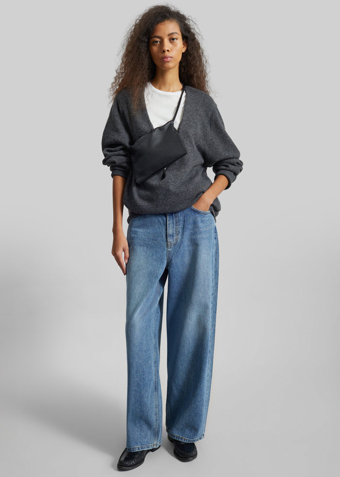 Issy Deep V-Neck Pullover - Dark Grey