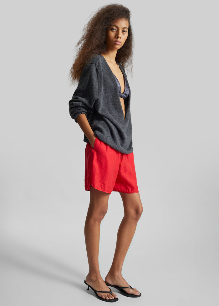 Issy Deep V-Neck Pullover - Dark Grey