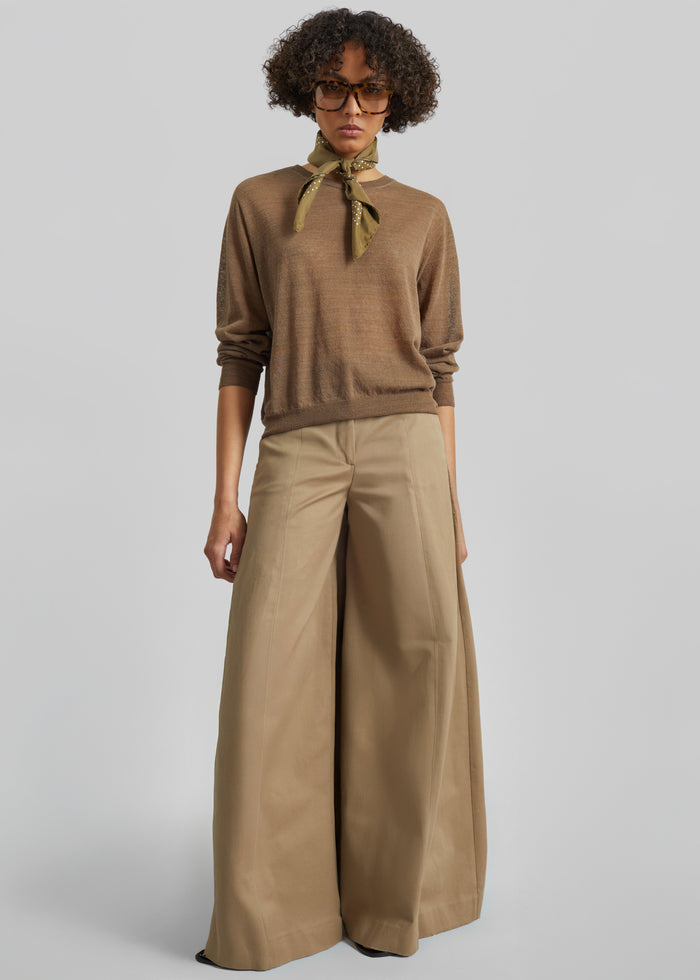 Ivrea Sheer Knit Top - Olive Brown