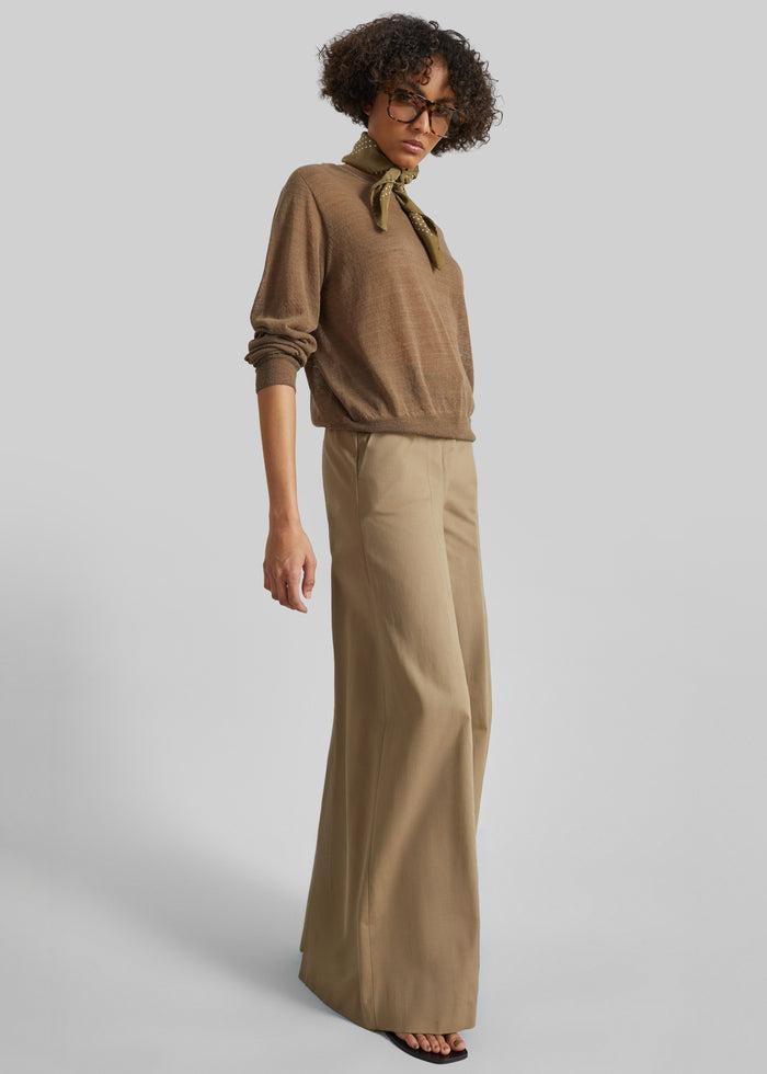 Ivrea Sheer Knit Top - Olive Brown