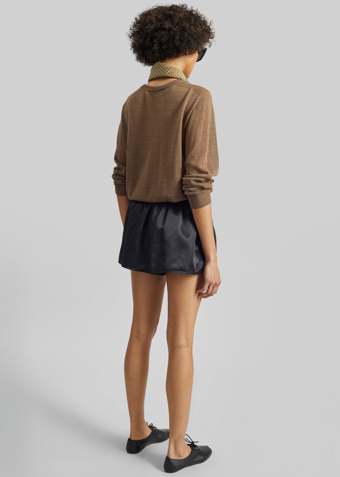 Ivrea Sheer Knit Top - Olive Brown