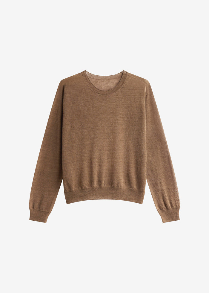 Ivrea Sheer Knit Top - Olive Brown