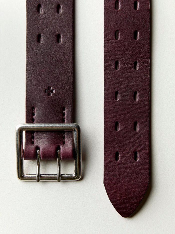Lavender i+w x Emil Erwin two prong burgundy belt