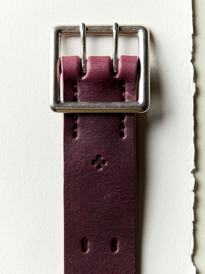 Lavender i+w x Emil Erwin two prong burgundy belt