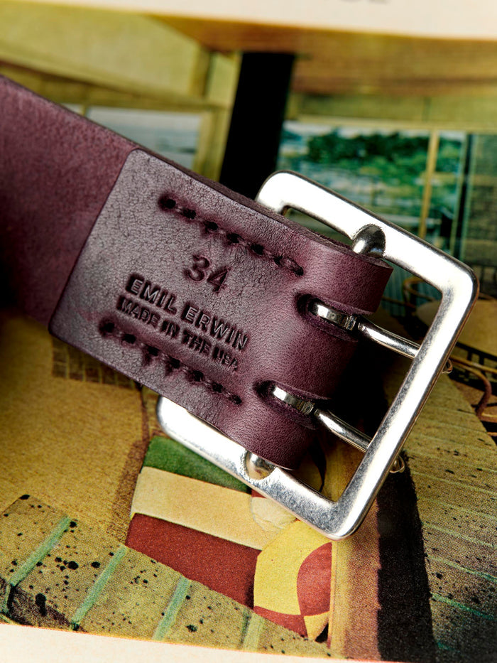 Black i+w x Emil Erwin two prong burgundy belt