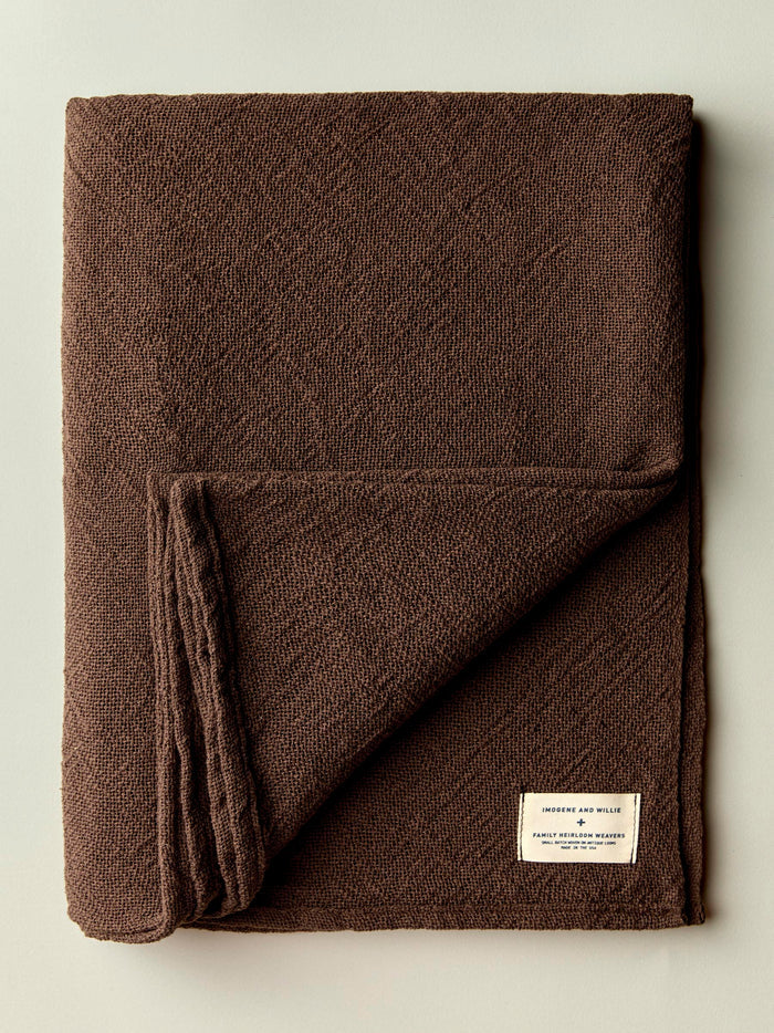 Dark Slate Gray i+w x family heirloom weavers cotton throw in brown