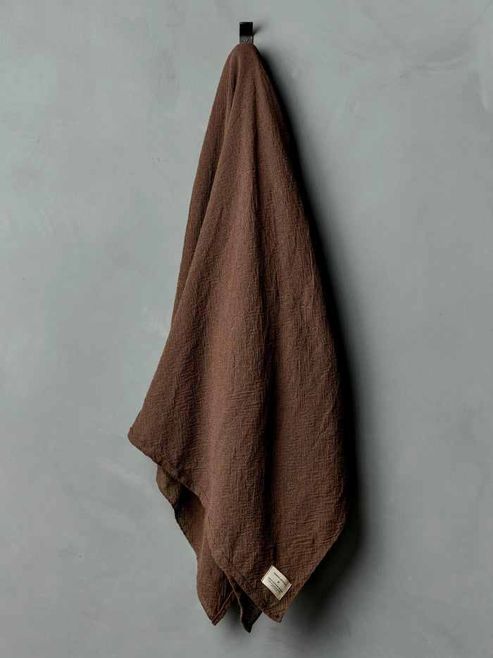 Dark Gray i+w x family heirloom weavers cotton throw in brown