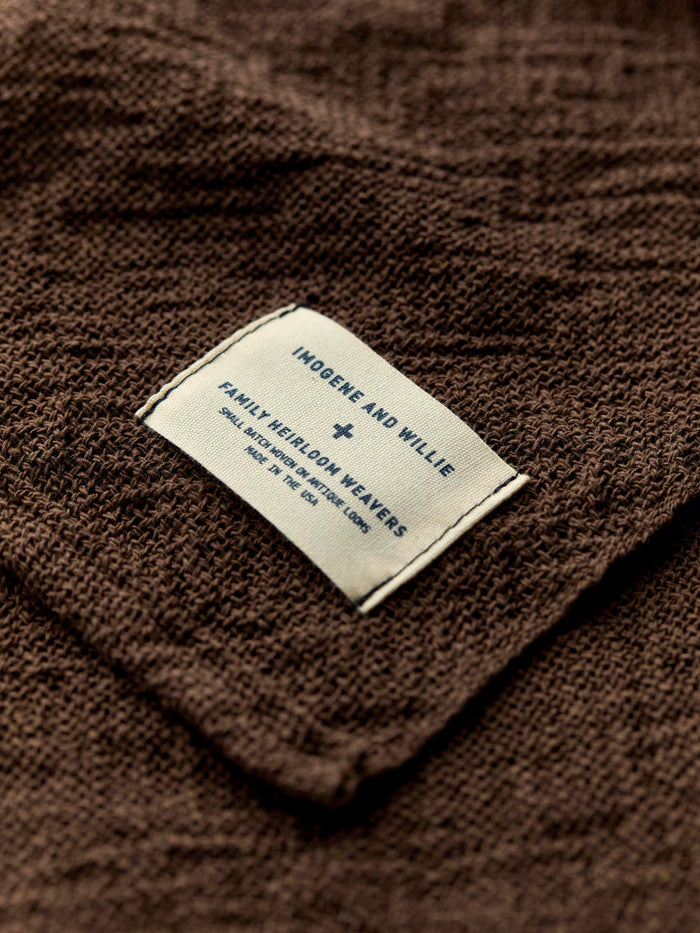 Dark Slate Gray i+w x family heirloom weavers cotton throw in brown