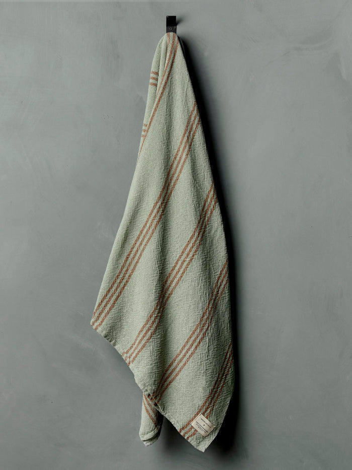 Light Slate Gray i+w x family heirloom weavers cotton throw in sage stripe