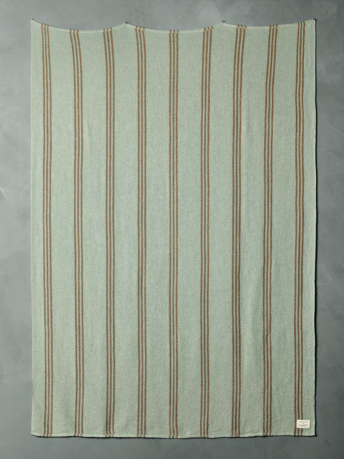 Dark Gray i+w x family heirloom weavers cotton throw in sage stripe