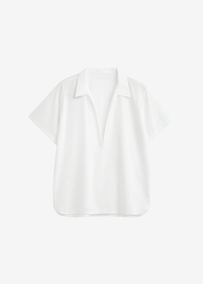 Izella Deep V Neck Shirt - White