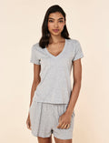 Jada Organic Cotton Knit V Neck Tee