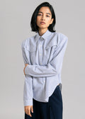 Jeanne Padded Shirt - Navy Stripe Shirt Black Fuchsia
