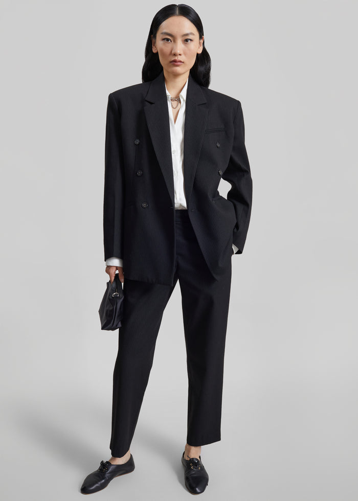 Jet Slim Tailored Trousers - Black/White Pinstripe