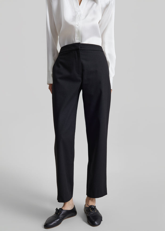 Jet Slim Tailored Trousers - Black/White Pinstripe