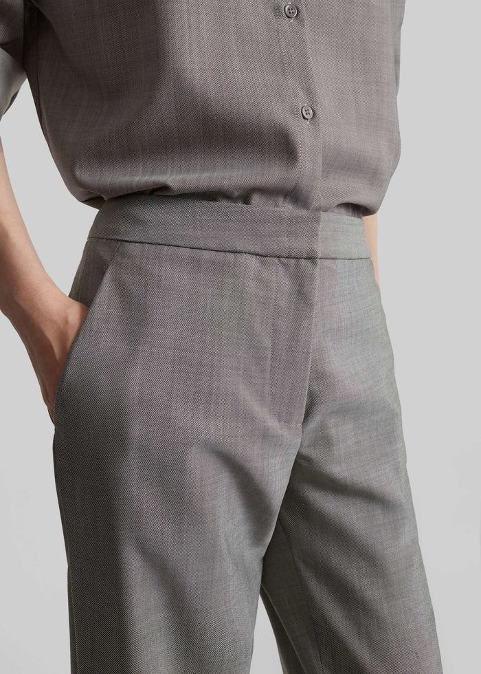 Jet Wool Slim Tailored Trousers - Light Taupe Melange