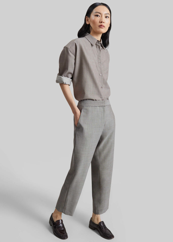 Jet Wool Slim Tailored Trousers - Light Taupe Melange