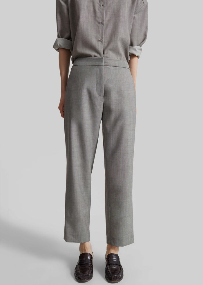 Jet Wool Slim Tailored Trousers - Light Taupe Melange
