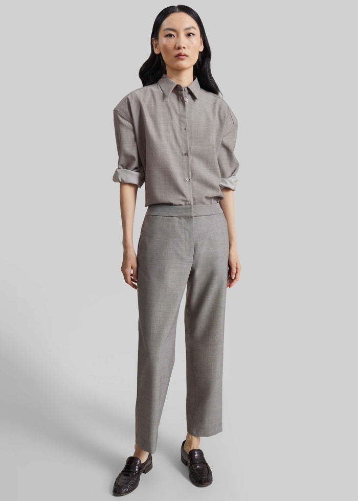Jet Wool Slim Tailored Trousers - Light Taupe Melange