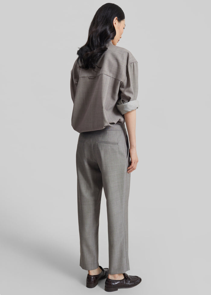 Jet Wool Slim Tailored Trousers - Light Taupe Melange
