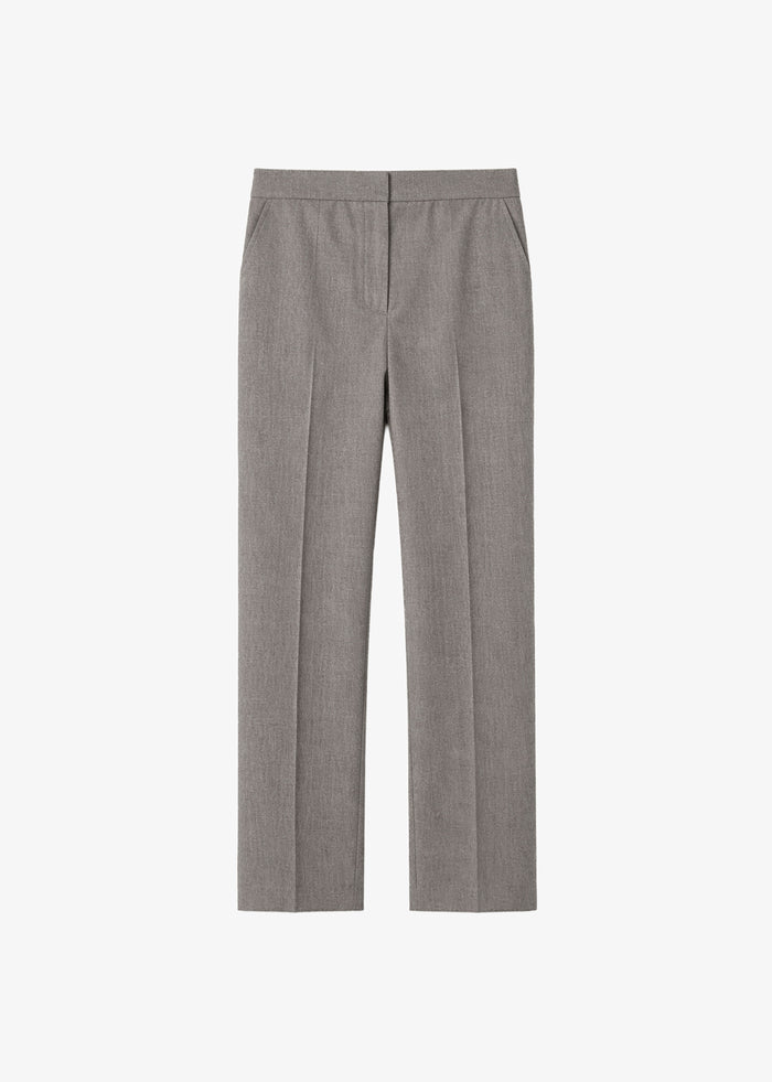 Jet Wool Slim Tailored Trousers - Light Taupe Melange