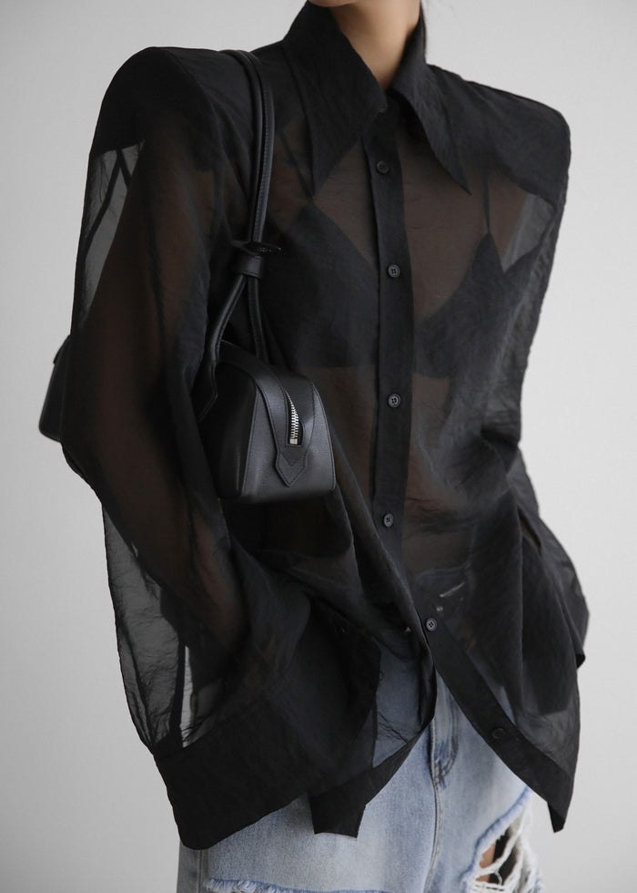 Jolene Semi Sheer Shirt - Black