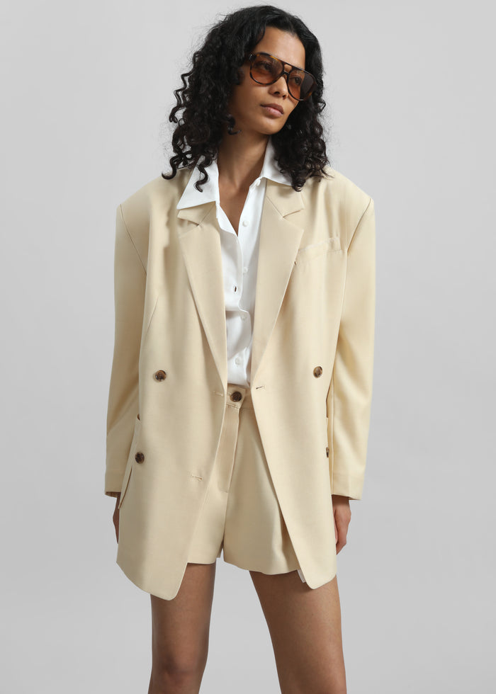 Juvay Double Breasted Blazer - Pale Yellow