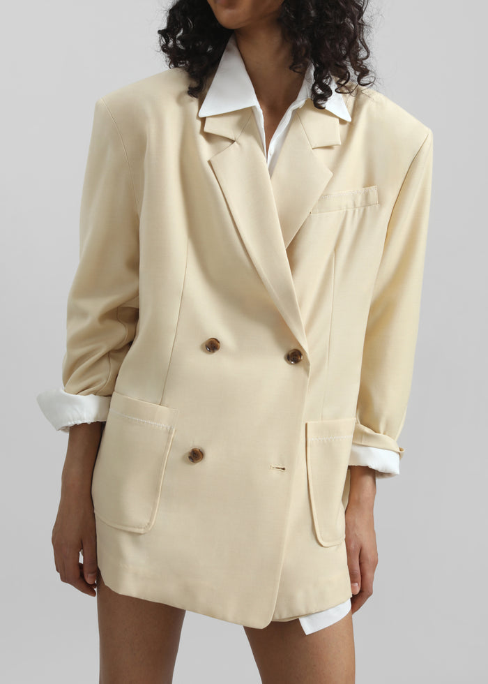 Juvay Double Breasted Blazer - Pale Yellow