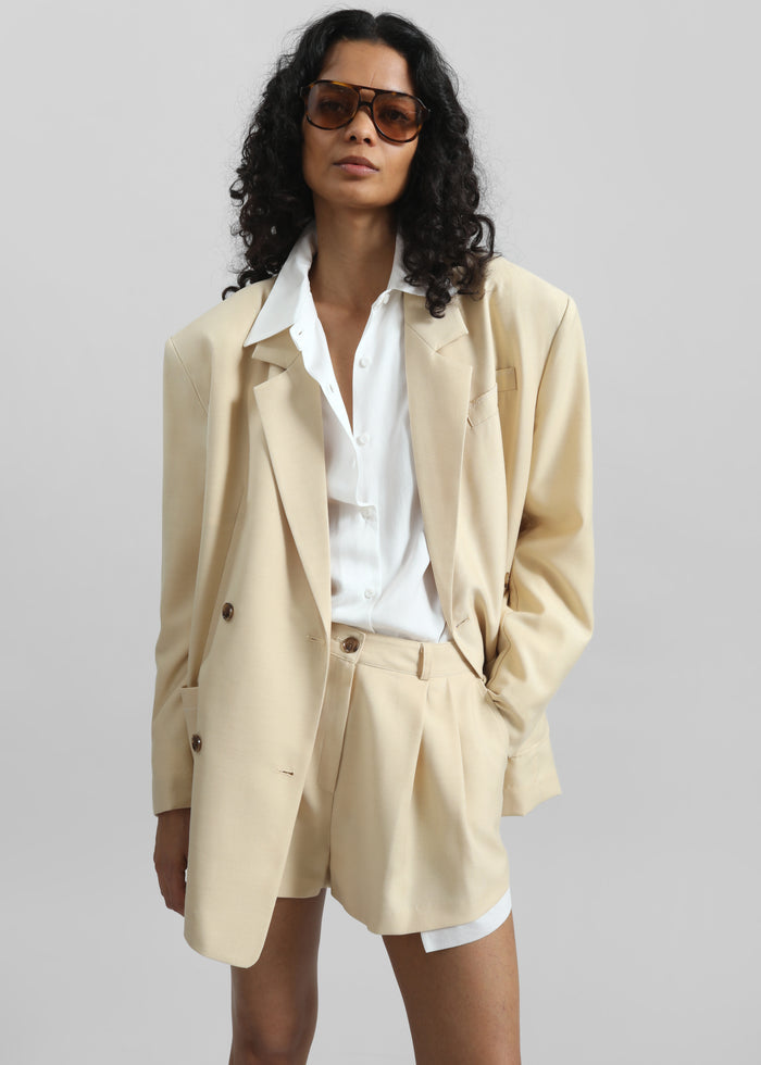 Juvay Double Breasted Blazer - Pale Yellow