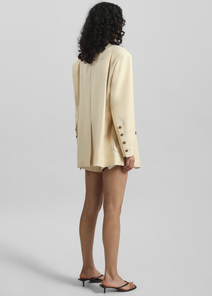 Juvay Double Breasted Blazer - Pale Yellow