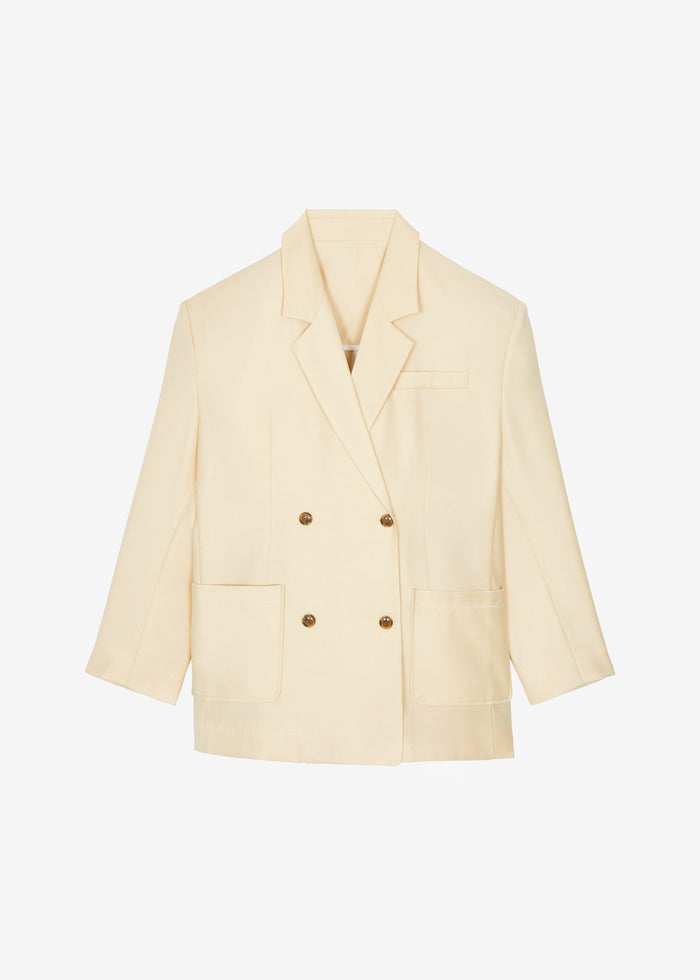 Juvay Double Breasted Blazer - Pale Yellow