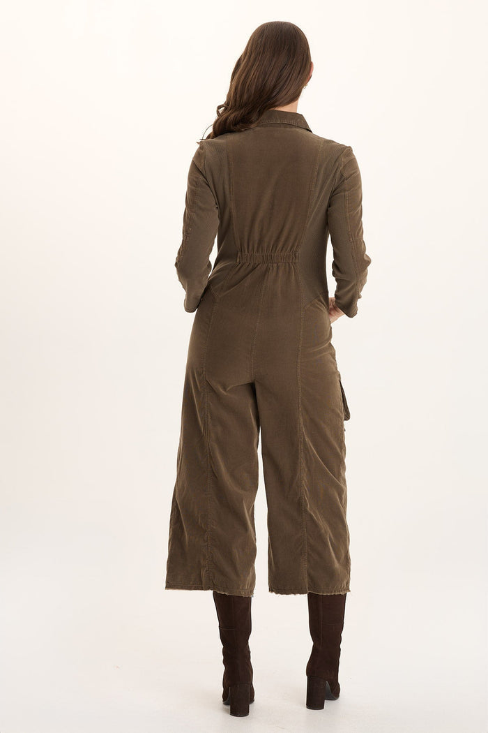 XCVI Kaisa Corduroy Long-Sleeve Cargo Jumpsuit