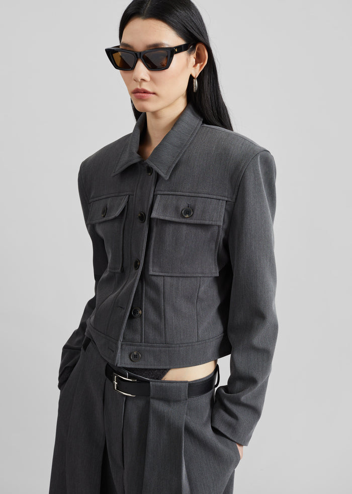Kalvo Boxy Jacket - Dark Grey