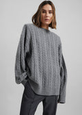 Karmoy Cable Knit Padded Sweater - Grey