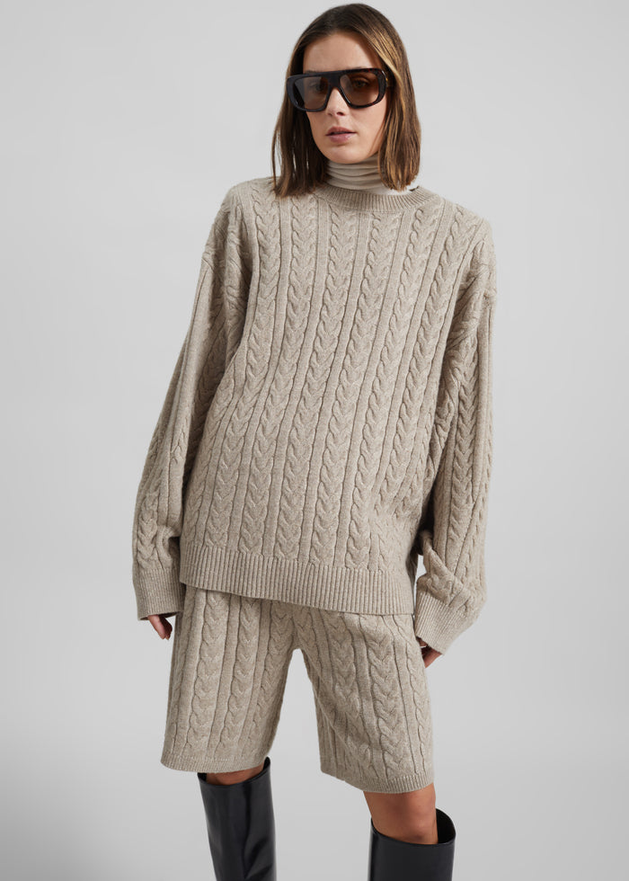 Karmoy Cable Knit Shorts - Beige
