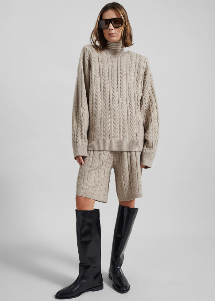 Karmoy Cable Knit Shorts - Beige