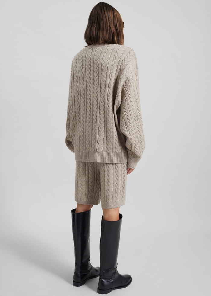 Karmoy Cable Knit Shorts - Beige