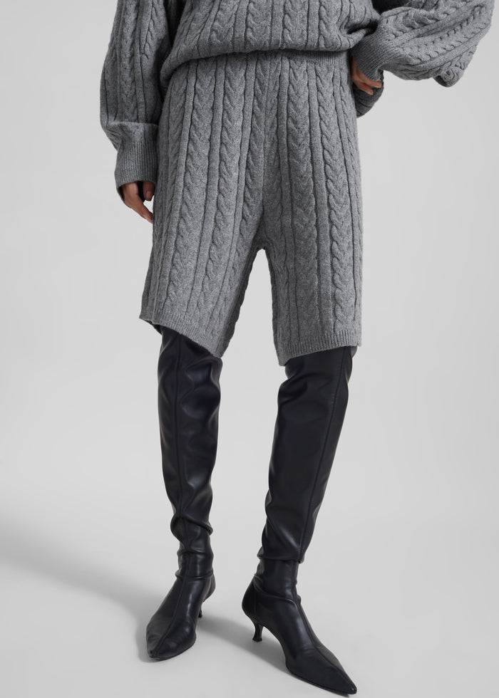Karmoy Cable Knit Shorts - Grey