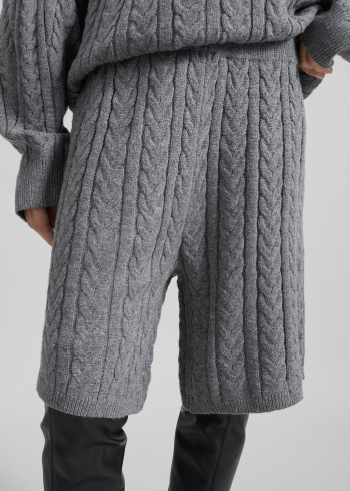 Karmoy Cable Knit Shorts - Grey