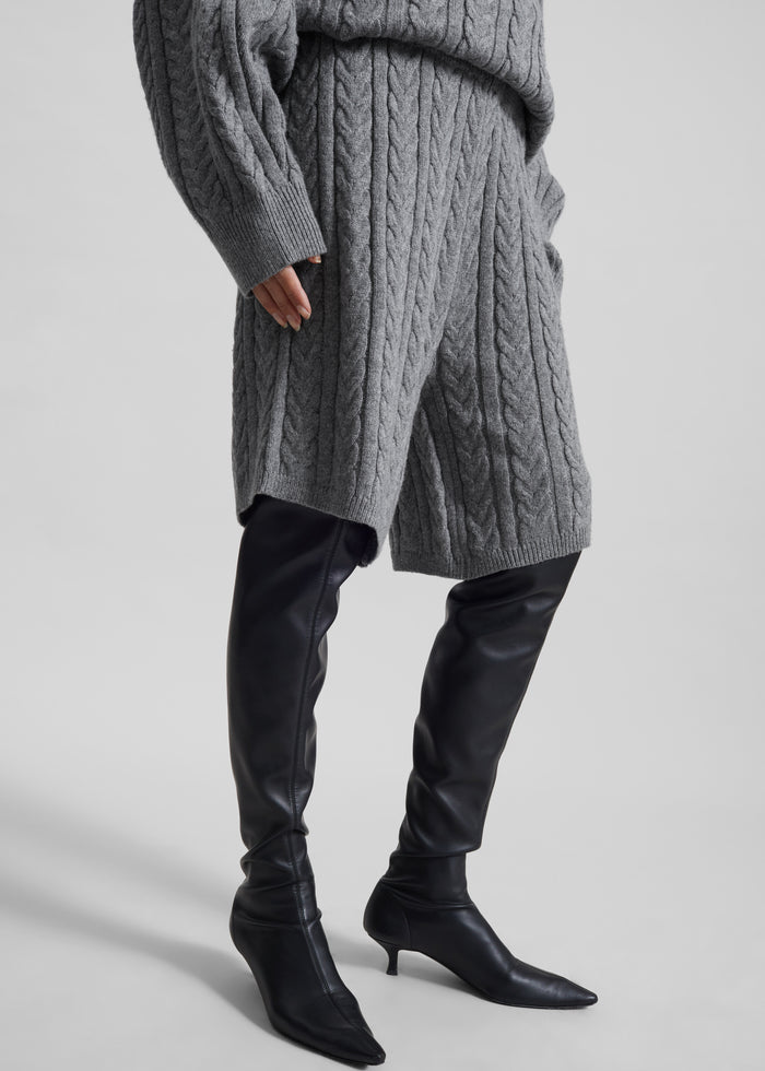 Karmoy Cable Knit Shorts - Grey