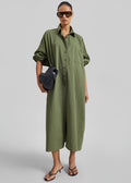 Kason Oversized Shirt Dress - Dark Olive