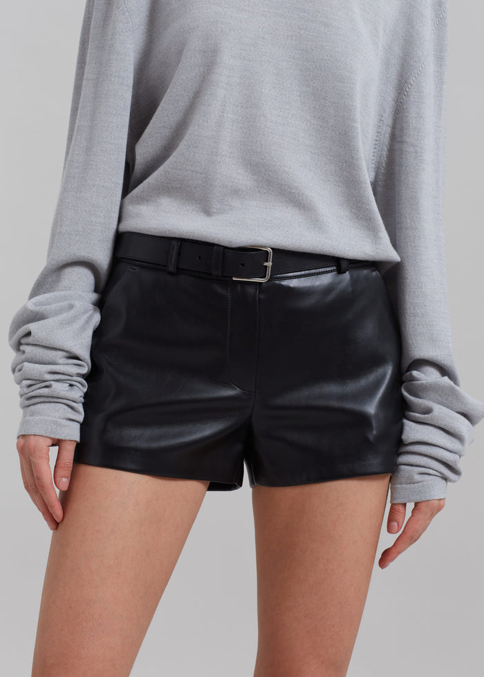 Kate Faux Leather Shorts - Black
