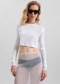 Kazel Cropped Thin Knit Top - White