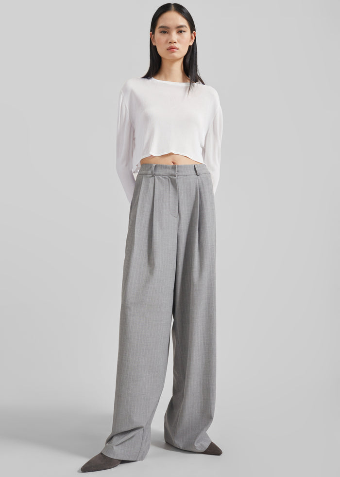 Kazel Cropped Thin Knit Top - White