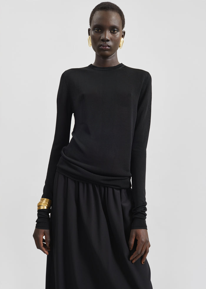 Kazel Thin Knit Top - Black