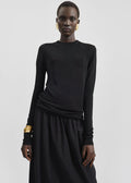 Kazel Thin Knit Top - Black