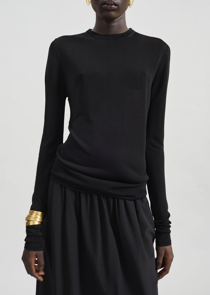 Kazel Thin Knit Top - Black