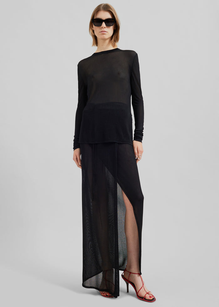 Kazel Thin Knit Top - Black